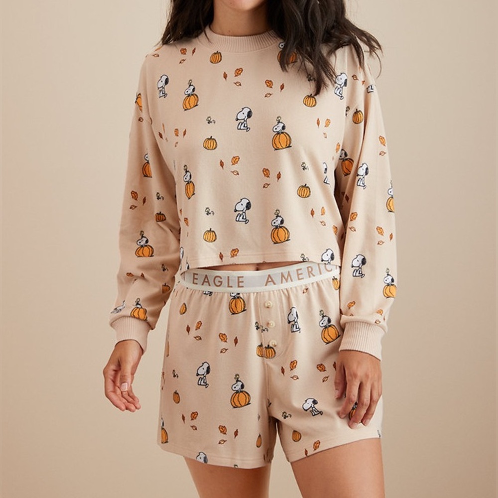 American Eagle fall snoopy pj set